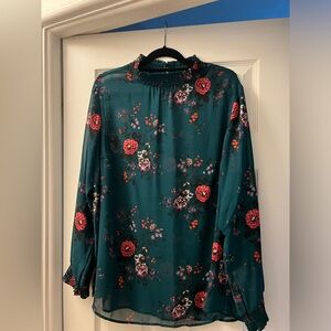 Plus Size Torrid sheer, dark green blouse - size 2X